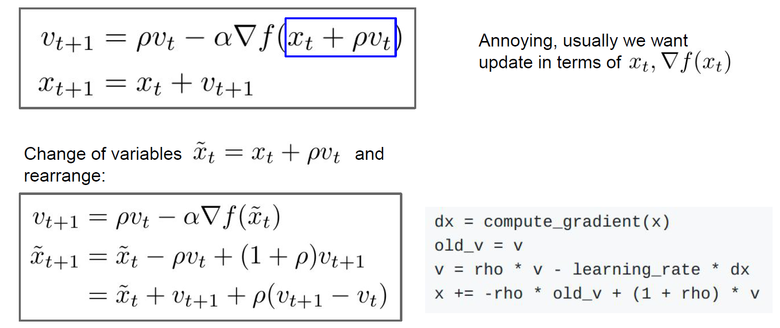 Nesterov Momentum formula